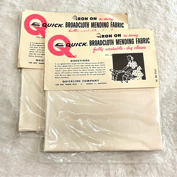 Vintage Quick Iron on Mending Fabric New set of 2 - Picture 2 of 4